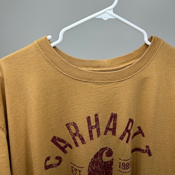 Carhartt Men’s Short Sleeve Crewneck Tee Shirt Work Top Yellow Size 2XL Tall - Picture 8 of 11